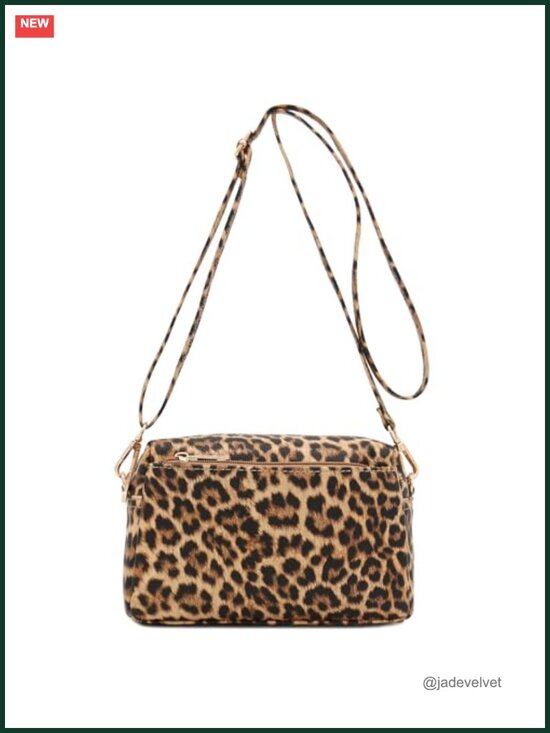 Handbags - Animal Print Faux Leather Triple Zip Small Crossbody Bag